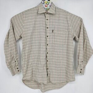 Musto Shirt Mens 16.5 Button Up‎ Casual Long Sleeve Tan Check Preppy FLAWS